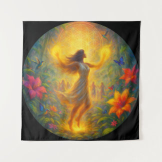 Spiritual Wall Tapestry – Woman in Light and Motio