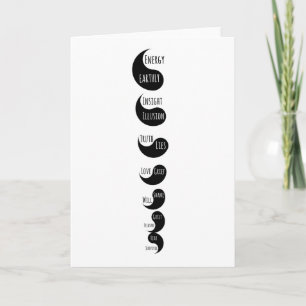 Spiritual White Black Yin Yang Chakras Card