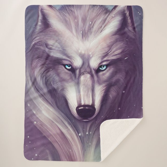 Spiritual Wolf Sherpa Blanket (Front)