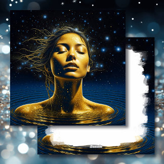 Spiritual Woman in Water under the Stars Blank Holiday Card
