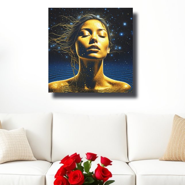 Spiritual Woman in Water under the Stars Canvas Print (Creator Uploaded)