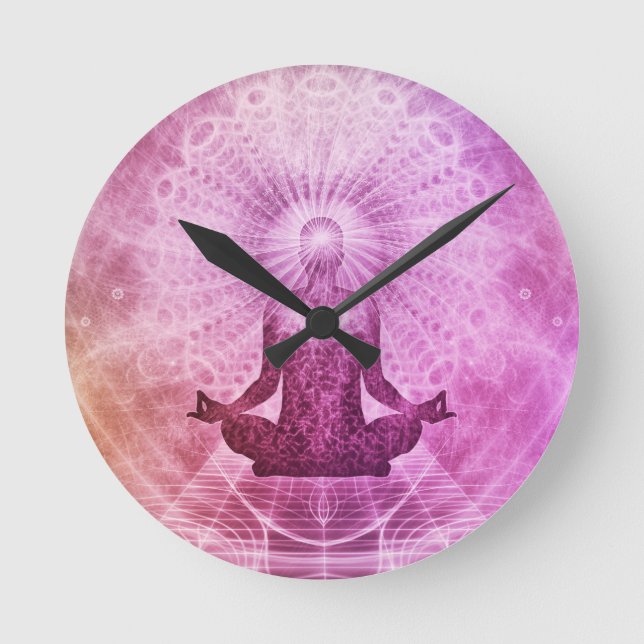 Spiritual Yoga Meditation Zen Colourful Round Clock (Front)