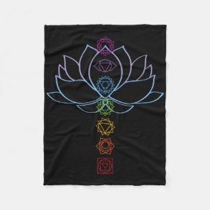 Spiritual Zen Lotus Flower Chakras Aligned Yoga Fleece Blanket