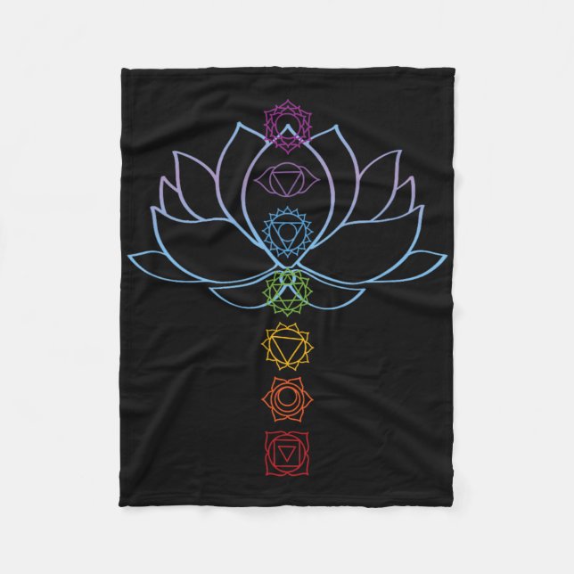 Spiritual Zen Lotus Flower Chakras Aligned Yoga  Fleece Blanket (Front)