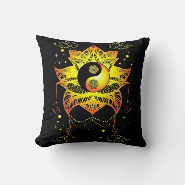 Spirituality Lotus Yin Yang Meditate Throw Pillow (Front)