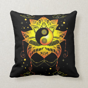 Spirituality Lotus Yin Yang Meditate Throw Pillow