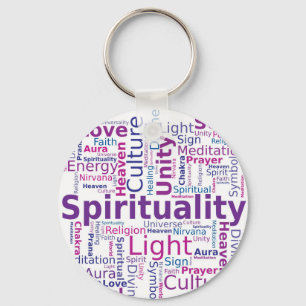 Spirituality Word Cloud - Pink Keychain
