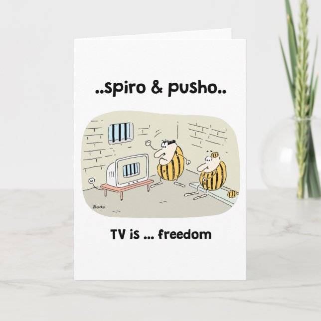 Spiro & Pusho TV Quotes Cartoons Greeting Card (Front)