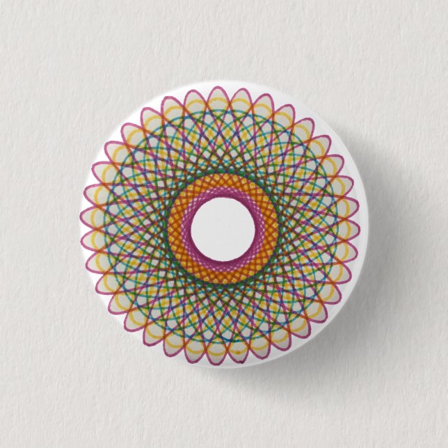 Spirograph Pride Pattern: Pan 1 Inch Round Button (Front)