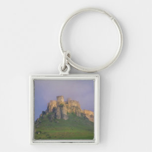Spissky hrad in mist, Slovakia Keychain