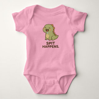 Spit Happens – Funny Baby Dinosaur Design Bodysuit