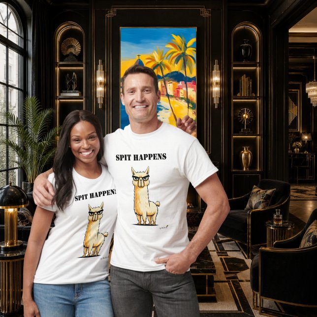 Spit Happens Funny Llama T-Shirt (Creator Uploaded)