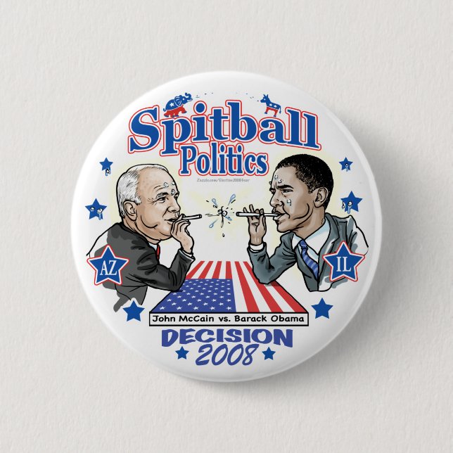 Spitball Politics 2008 2 Inch Round Button (Front)