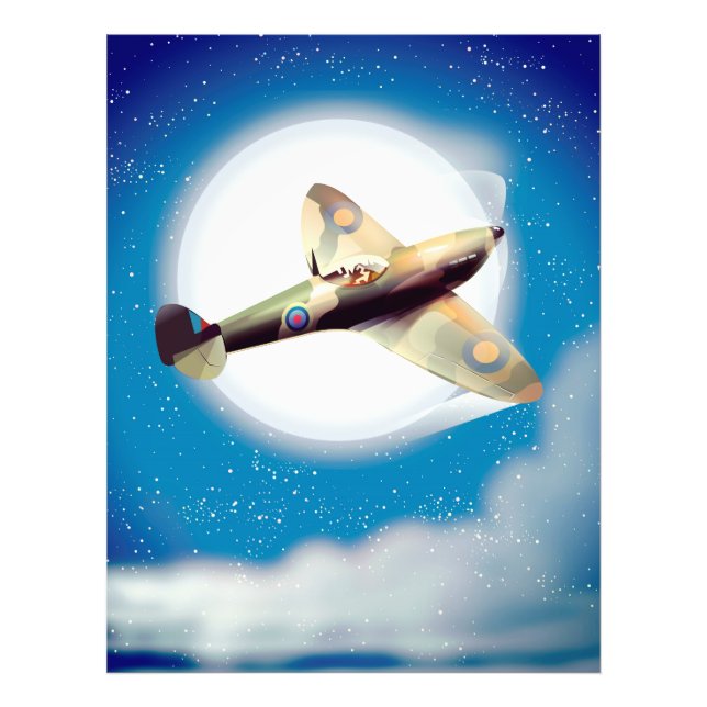 Spitfire aircraft travel poster print (Front)