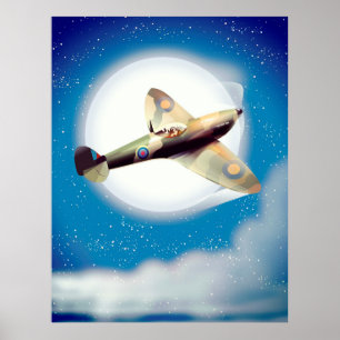 Spitfire aircraft travel poster print