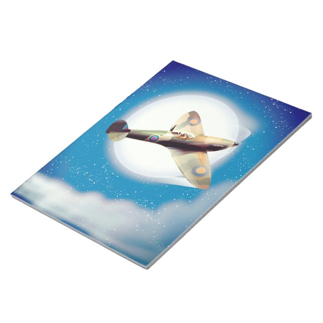 Spitfire aircraft travel poster print notepad (Angled)