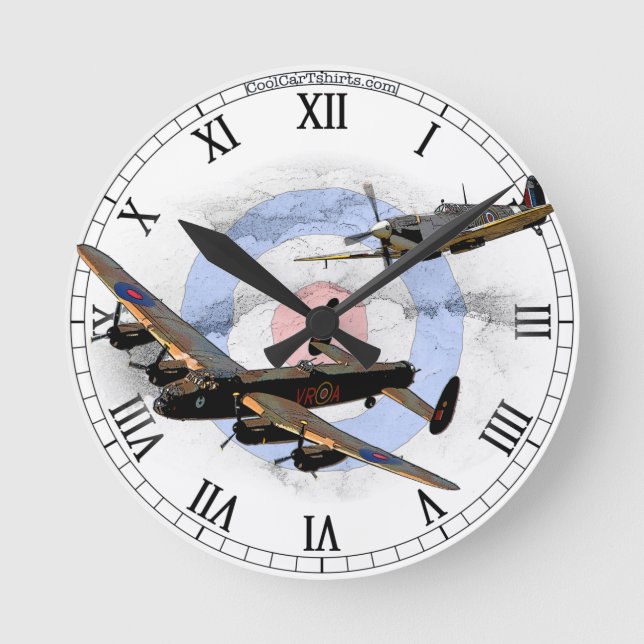 Spitfire and Lancaster Round Clock (Front)