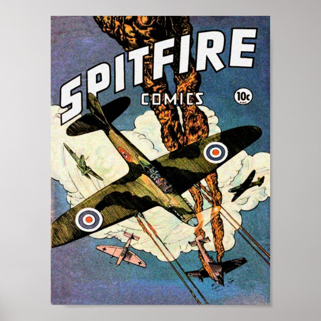 Spitfire Fighter Aircraft Vintage Poster (Front)