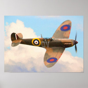Spitfire in the clouds poster