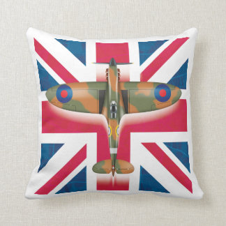 Spitfire on the flag throw pillow