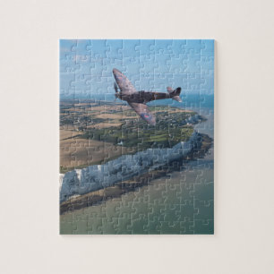 Spitfire over the English coast. Jigsaw Puzzle