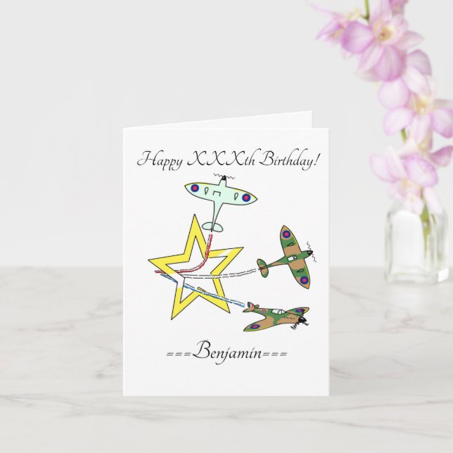 Spitfire Star Birthday Card (Orchid)