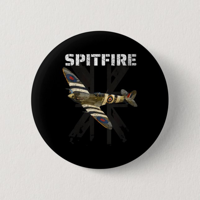 Spitfire Ww2 Battle Of Britain Fighter Plane Ace W 2 Inch Round Button (Front)