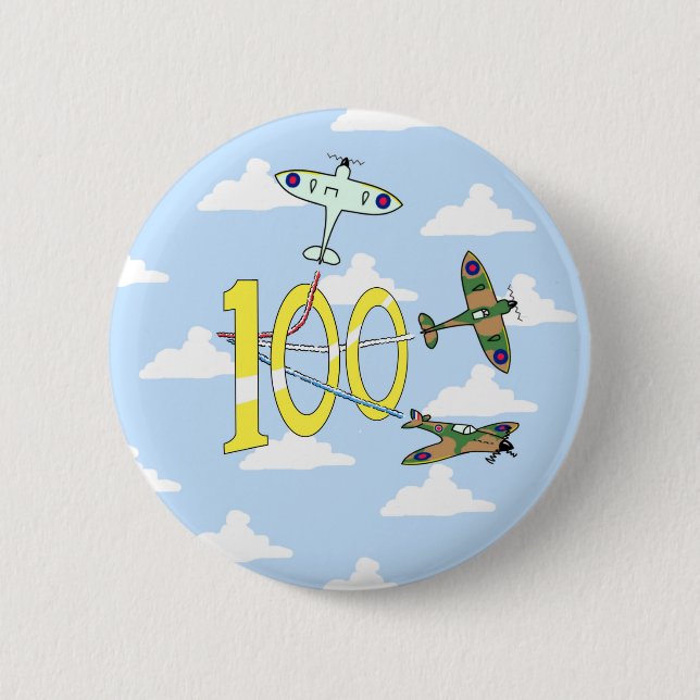Spitfires 100th Birthday (Blue Sky) 2 Inch Round Button (Front)