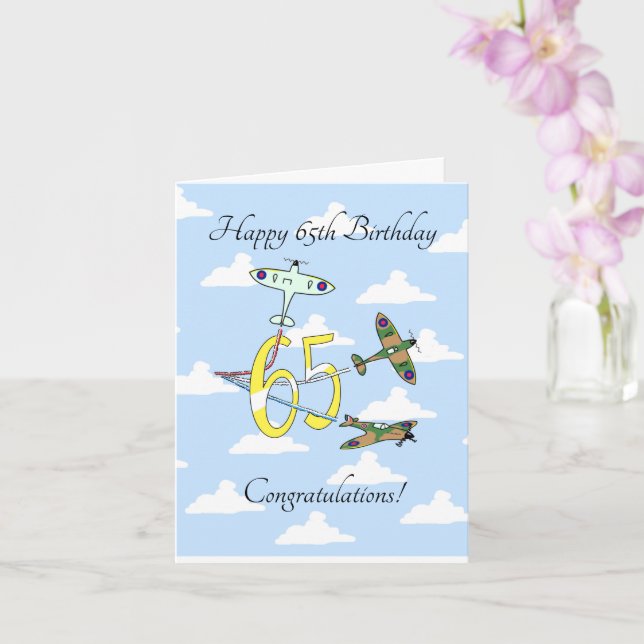 Spitfires 65th Birthday (Blue Sky) Card (Orchid)