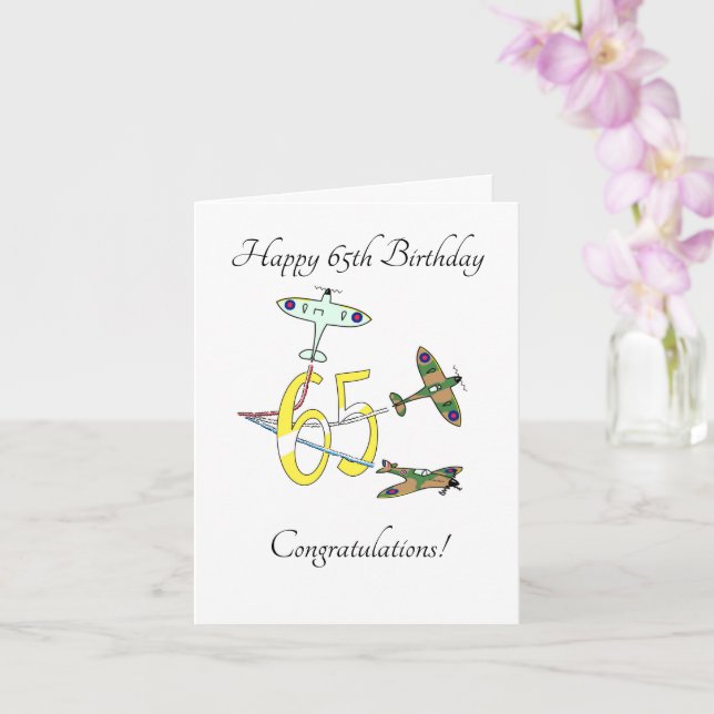 Spitfires 65th Birthday Card (Orchid)