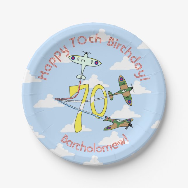 Spitfires 70th Blue Sky Paper Plate (Front)