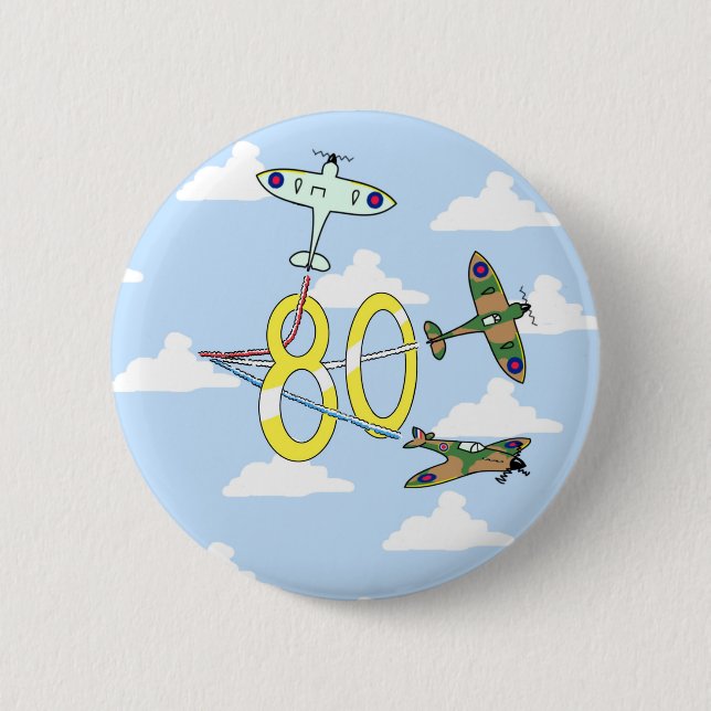 Spitfires 80th Birthday (Blue Sky) 2 Inch Round Button (Front)