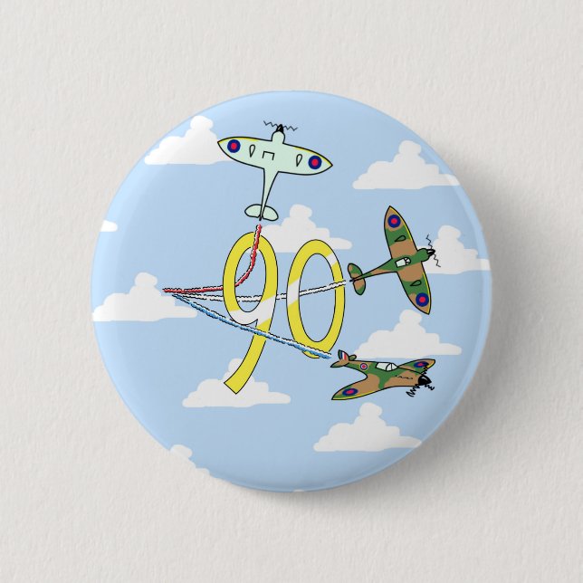 Spitfires 90th Birthday (Blue Sky) 2 Inch Round Button (Front)