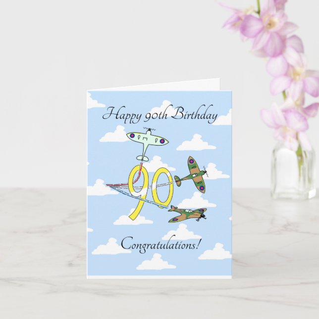 Spitfires 90th Birthday (Blue Sky) Card (Orchid)