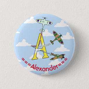 Spitfires Blue Sky A Initial Badge 2 Inch Round Button