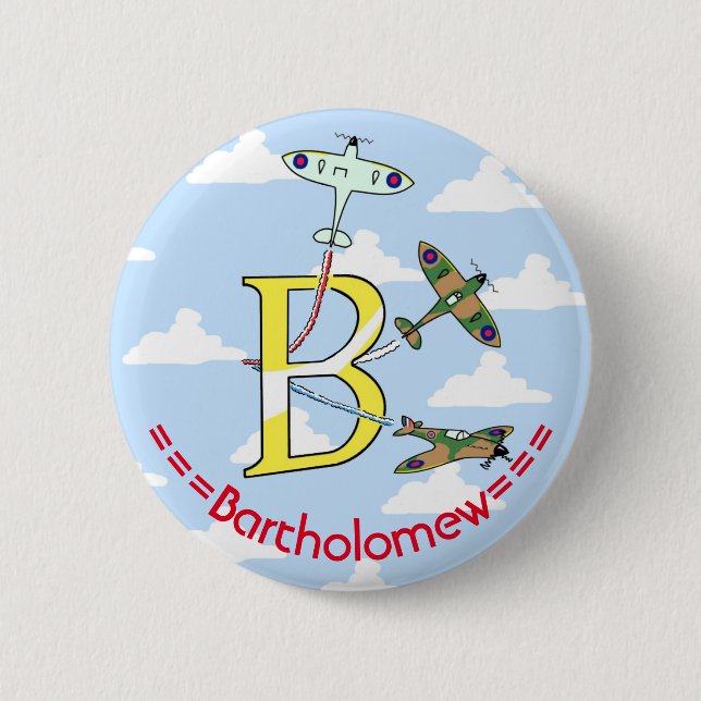 Spitfires Blue Sky B Initial Badge 2 Inch Round Button (Front)