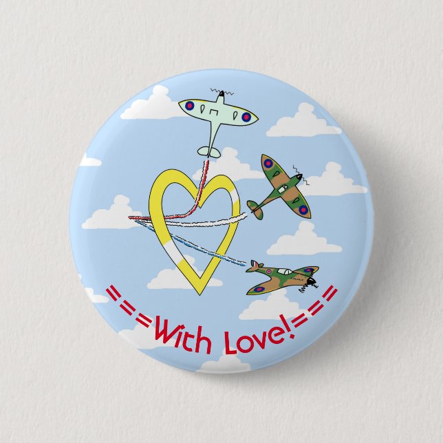 Spitfires Blue Sky Heart 6 Cm Round Badge 2 Inch Round Button (Front)