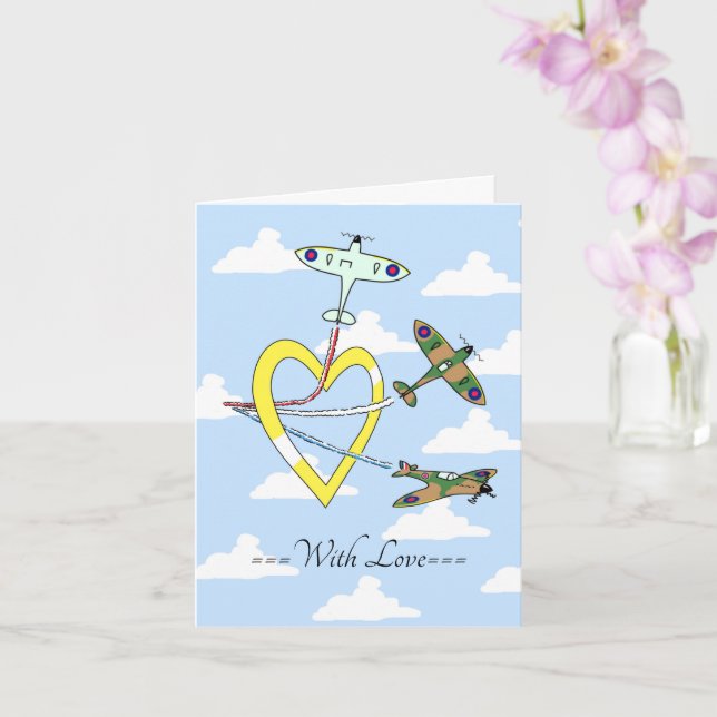 Spitfires Blue Sky With Love Heart Card (Orchid)