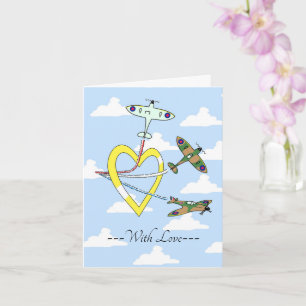 Spitfires Ciel Bleu Avec Carte de Coeur d'Amour