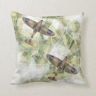 Spitfires flying in pair throw pillow