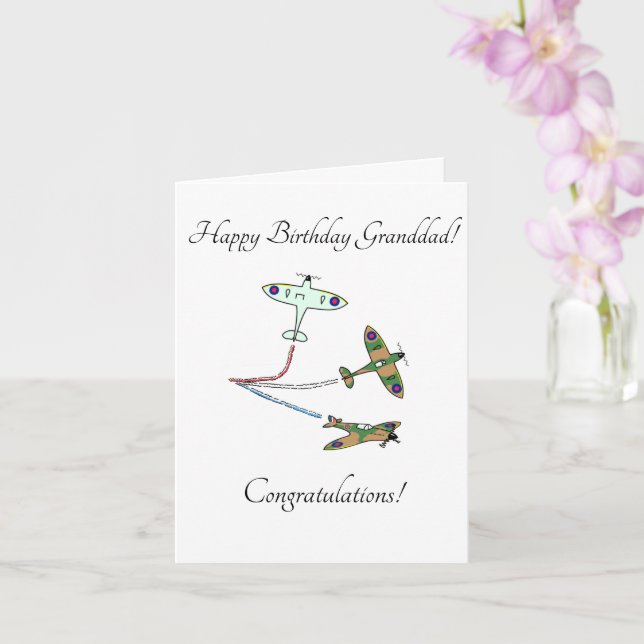 Spitfires Granddad Birthday Card (Orchid)