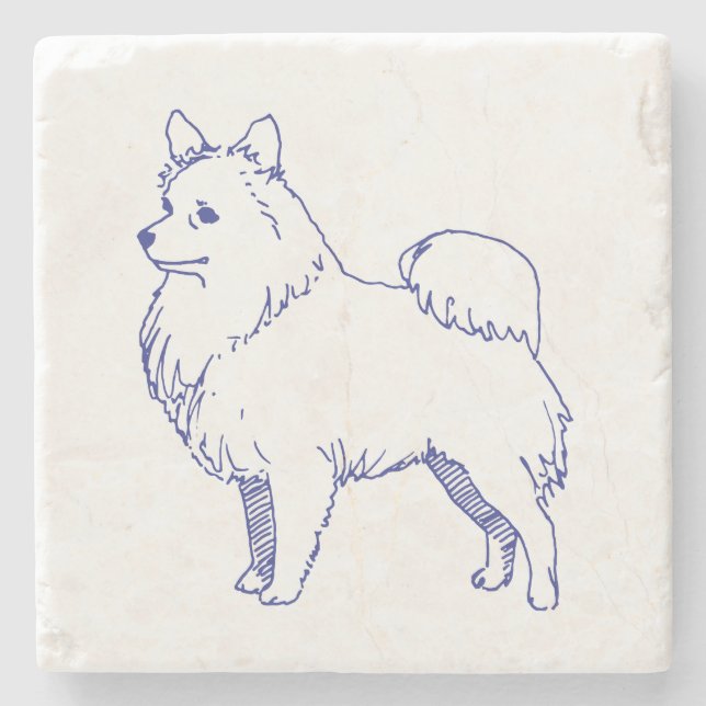 Spitz dog breed stone coaster (Front)
