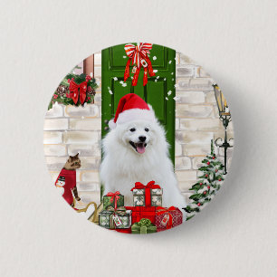 Spitz Dog Christmas  2 Inch Round Button
