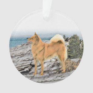 Spitz finlandais à Seashore Peinture - Chien Art