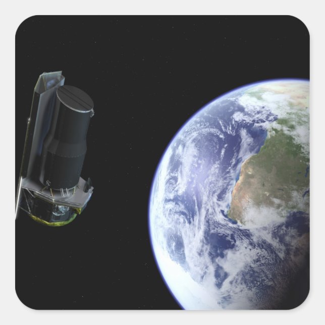 Spitzer departing the Earth soon after launch Square Sticker (Front)