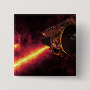 Spitzer seen against the infrared sky 2 inch square button