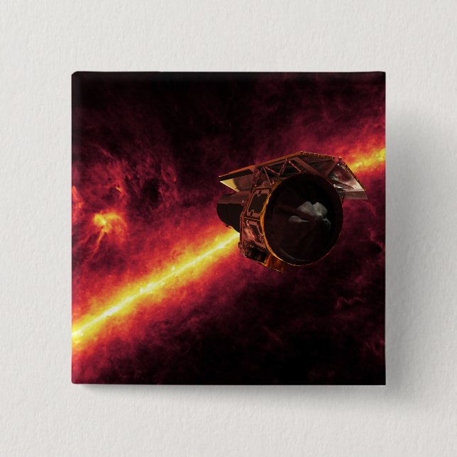 Spitzer seen against the infrared sky 2 inch square button (Front)