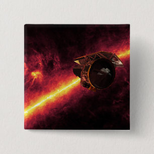 Spitzer seen against the infrared sky 2 inch square button