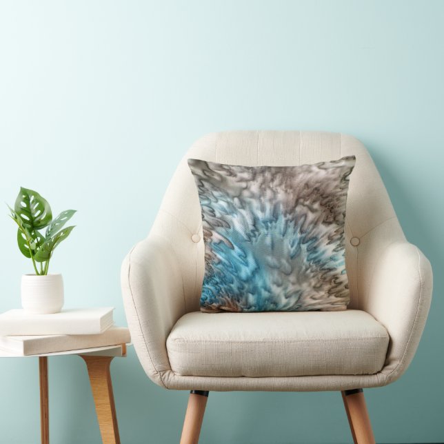 'Splash 2' Aqua Taupe Abstract Throw Pillow (Chair)