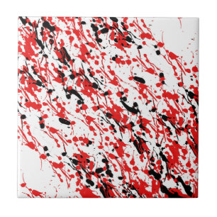 Splash and Drip Art Red and Black Tile